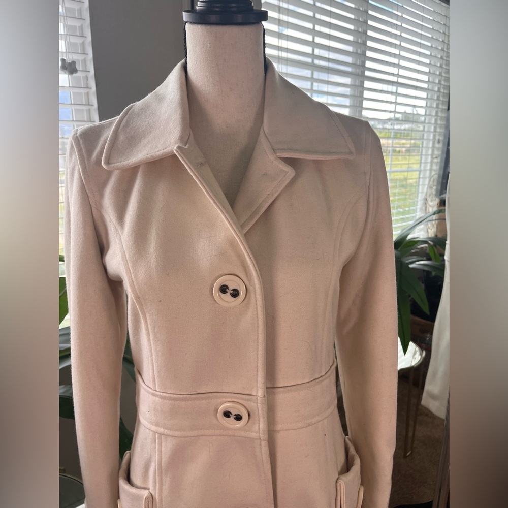 Tulle for Nordstrom Pea Coat Ivory/Cream/White S Medium - Picture 5 of 12